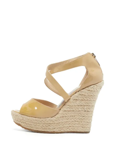 Jimmy Choo Pre-Owned patent-leather wedge sandals Neutrals 1343666
