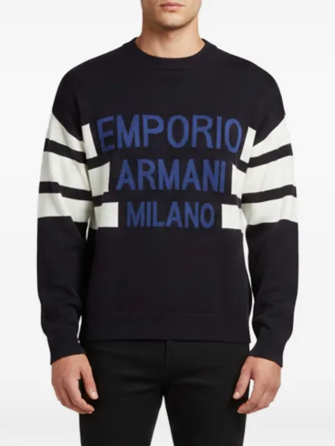 Emporio Armani Pre-Owned striped logo sweater Black 1347743