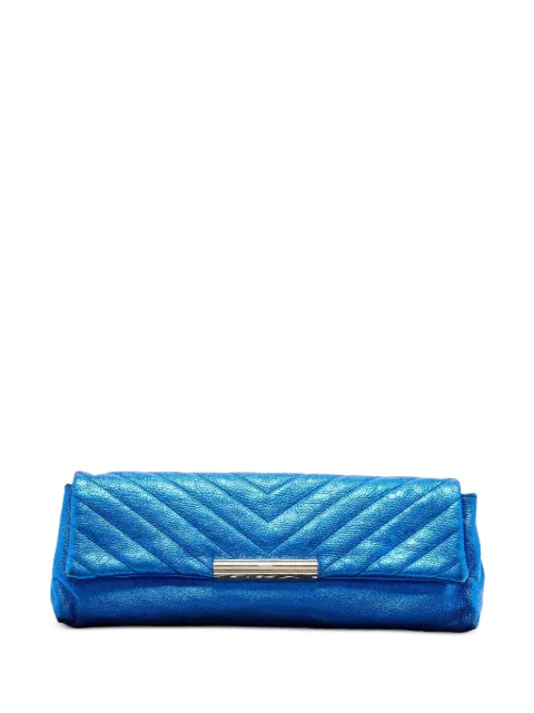 Alexander McQueen Pre-Owned metallic chevron-quilted clutch bag Blue 1264300