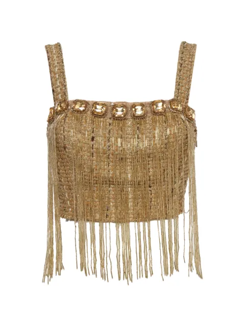 Elisabetta Franchi sequin-embroidered tweed top Gold 1329765