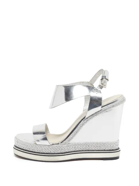 Nicholas Kirkwood Leda leather wedge sandals Silver 1300742