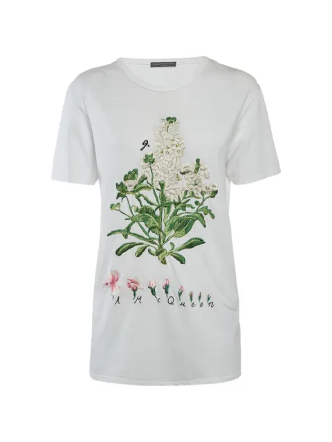 Alexander McQueen Pre-Owned embroidered botanical T-shirt White 1323530