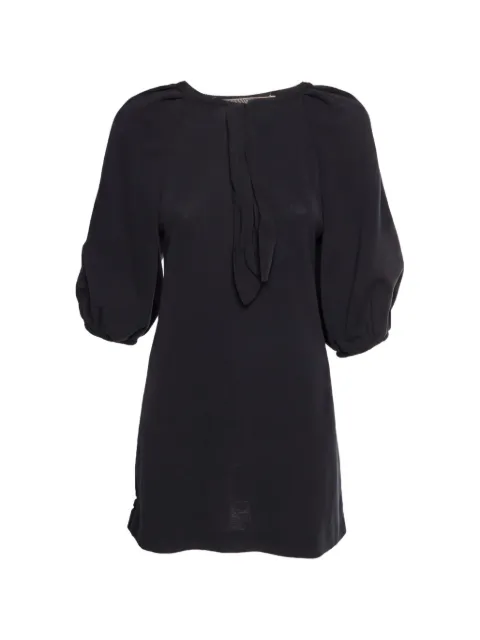 Giambattista Valli Vintage puffed-sleeves neck-bow mini dress Black 1333550