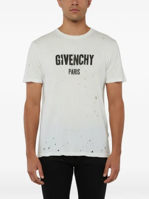 Givenchy Pre-Owned distressed logo-print T-shirt Neutrals 1341108