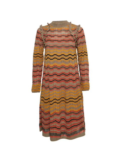 Missoni Pre-Owned ruffled zigzag-knit midi dress Neutrals 1217482