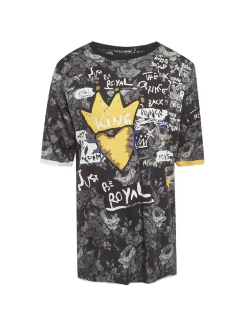 Dolce & Gabbana Pre-Owned graphic-print longline T-shirt Black 1289832