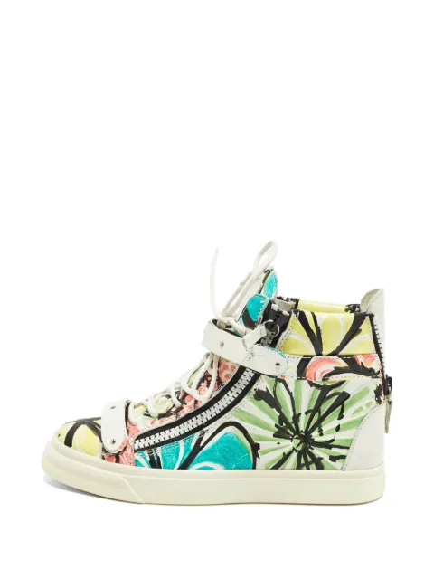 Giuseppe Zanotti Vintage floral-painted leather sneakers Yellow 1331117