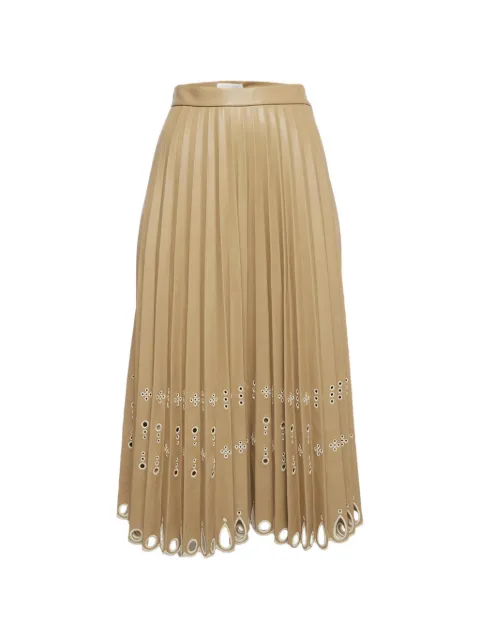 SIMKHAI laser-cut pleated midi skirt Neutrals 1331923