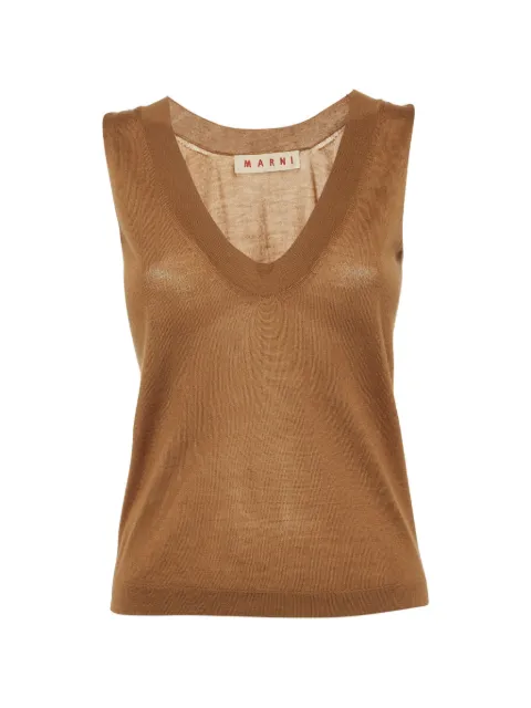 Marni Pre-Owned V-neck sleeveless cashmere T-shirt Brown 1313475
