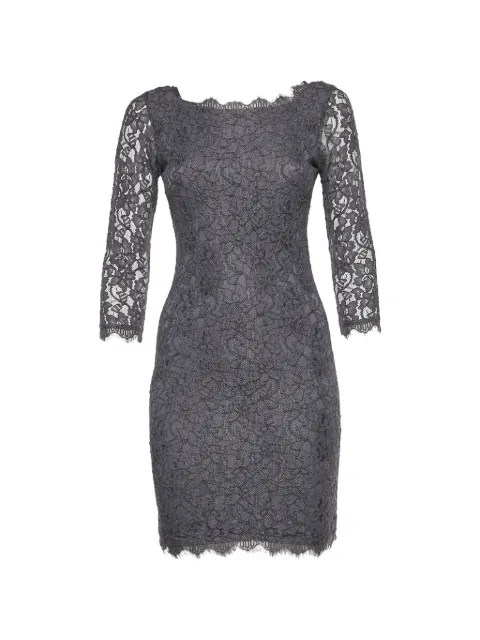 Diane Von Furstenberg Vintage lace zip-up mini dress Grey 1324916