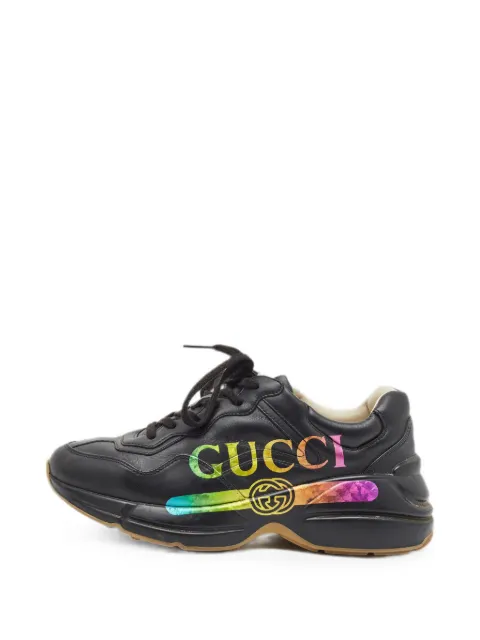 Gucci Pre-Owned Rhyton leather sneakers Black 1349084