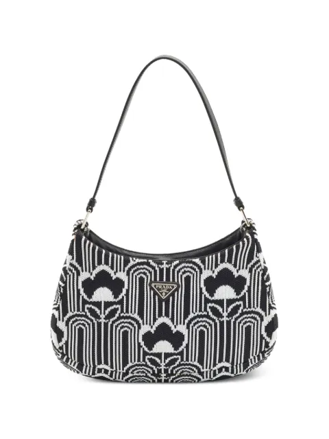 Prada Pre-Owned 2021 Cleo geometric knit shoulder bag Black 1343289