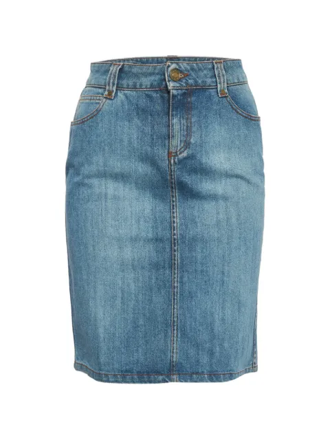 Gucci Pre-Owned floral-embroidered pencil mini skirt Blue 1292991