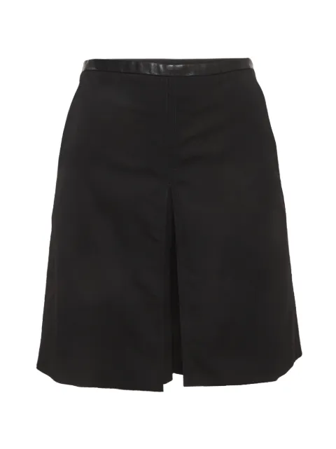 Gucci Pre-Owned leather-trim pleated shorts Black 1293010