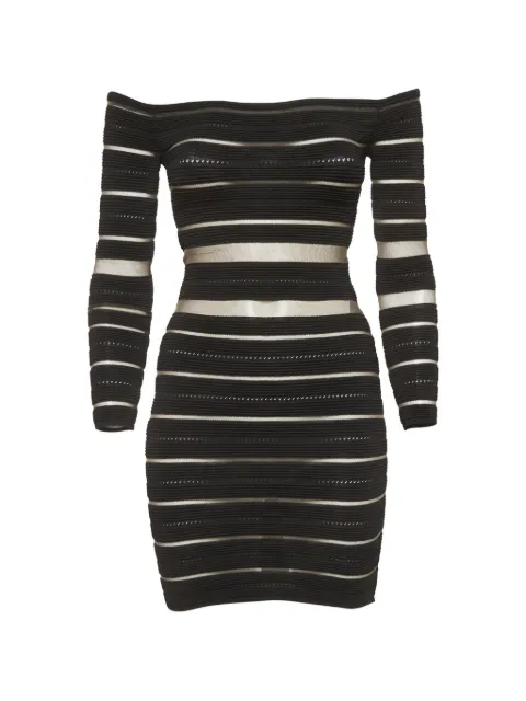 Balmain Pre-Owned off-shoulder striped dress Black 1307485