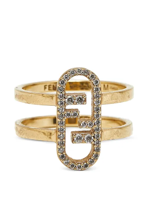 Fendi Pre-Owned O’Lock crystal-embellished ring Gold 1330944