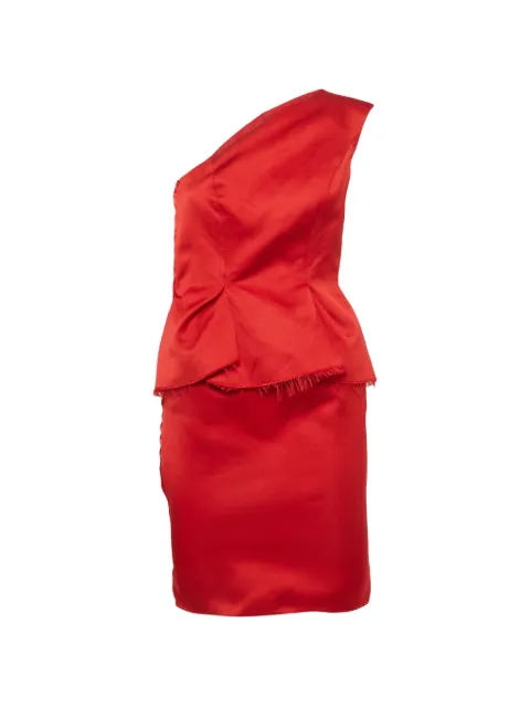 Lanvin Pre-Owned Les 10 ans one-shoulder peplum mini dress Red 1305599