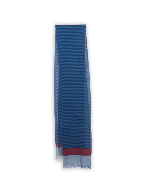 Ferragamo Pre-Owned striped fringed scarf Blue 1288433
