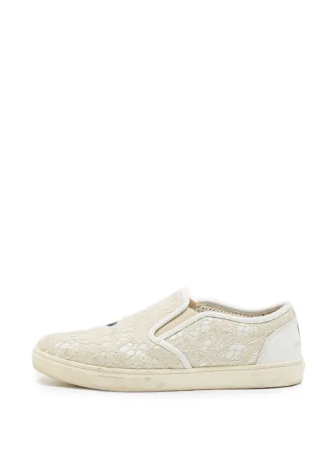 Dolce & Gabbana Pre-Owned Lace leather sneakers Neutrals 1340655