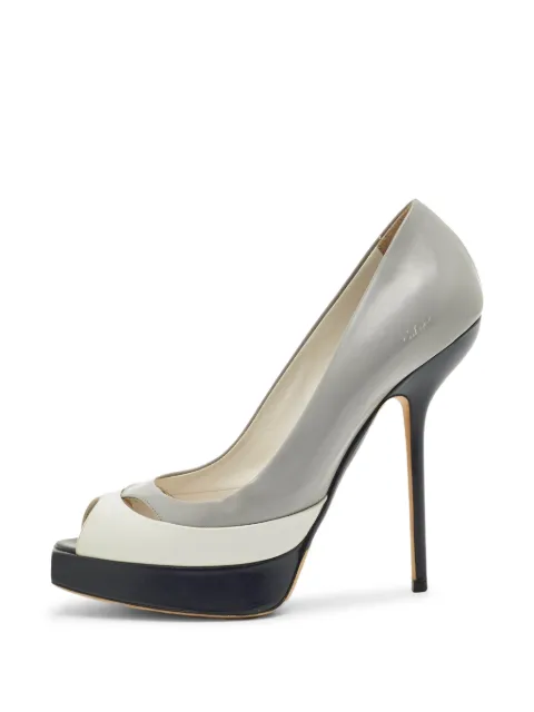 Christian Dior Pre-Owned peep-toe platform pumps Grey 1286957