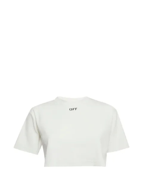 Off-White Pre-Owned logo-print rib-knit T-shirt White 1289604