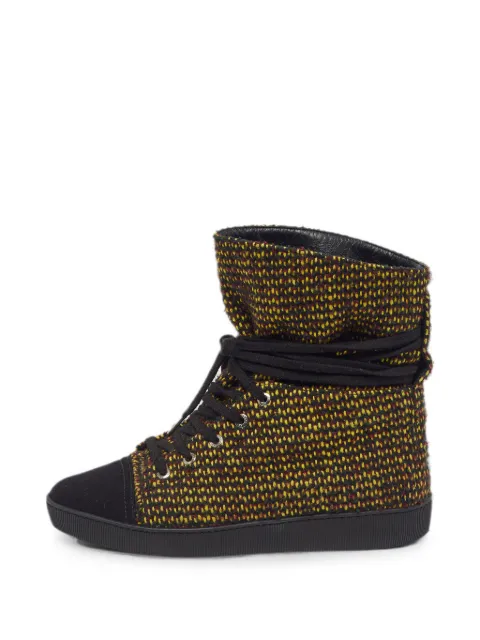 CHANEL Pre-Owned tweed hi-top sneakers Yellow 1301527