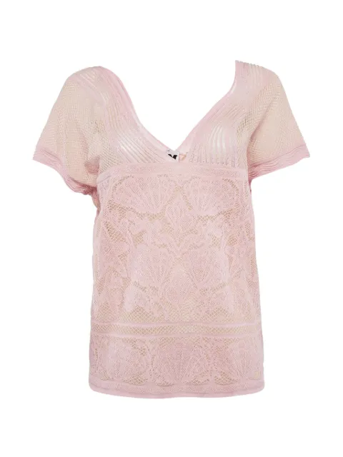 Missoni Pre-Owned seashell-motif V-neck top Pink 1217127