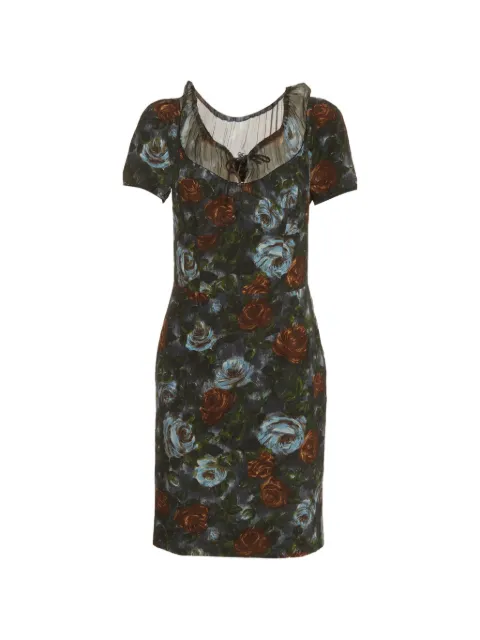 Dolce & Gabbana Pre-Owned floral-print scoop-neck mini dress Grey 1320496