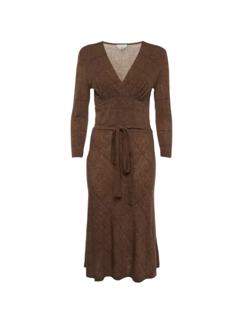Max Mara herringbone belted midi dress Brown 1312476