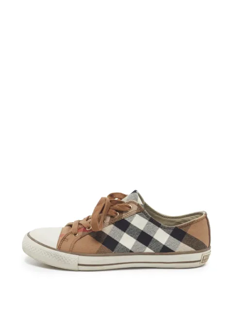 Burberry Pre-Owned House Check leather-trim sneakers Neutrals 1333446