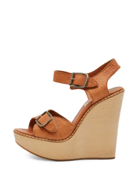 Chloé Pre-Owned leather wedge sandals Brown 1304246