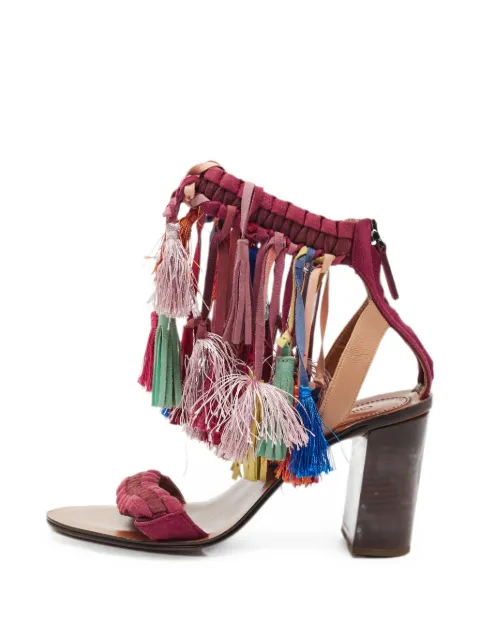 Chloé Pre-Owned Rainbow tassel-detail sandals Red 1357047
