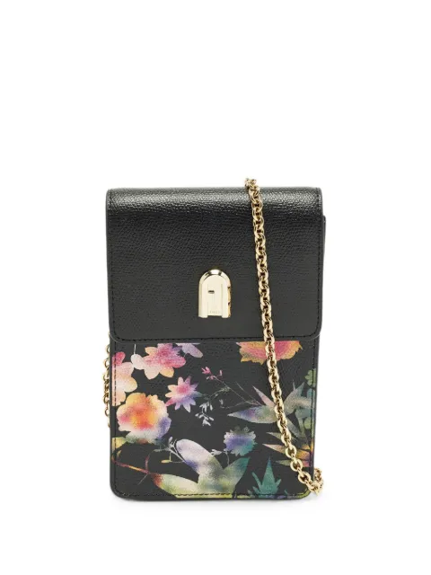 Furla floral-print leather cross body bag Black 1331812