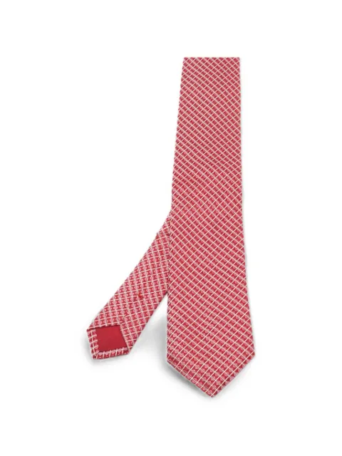 BOSS geometric-patterned jacquard tie Red 1359332