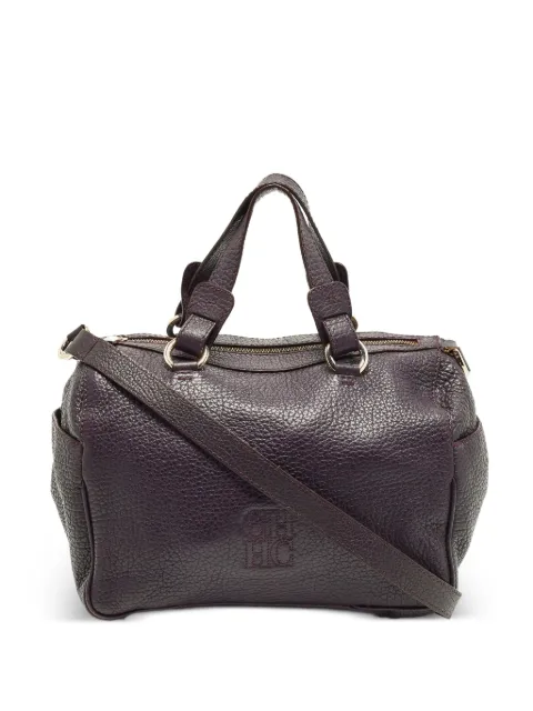 Carolina Herrera Vintage Boston grained leather tote bag Purple 1335805
