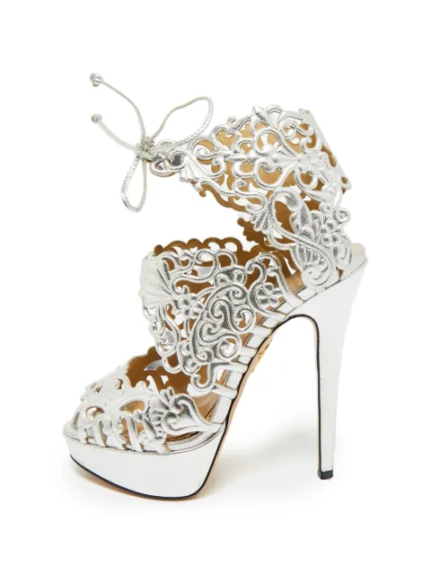 Charlotte Olympia Belinda leather platform sandals Silver 1338623