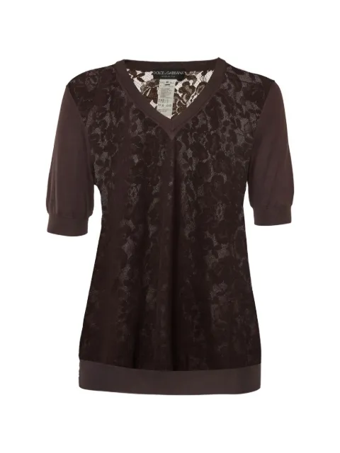 Dolce & Gabbana Pre-Owned lace sheer-back top Brown 1338948