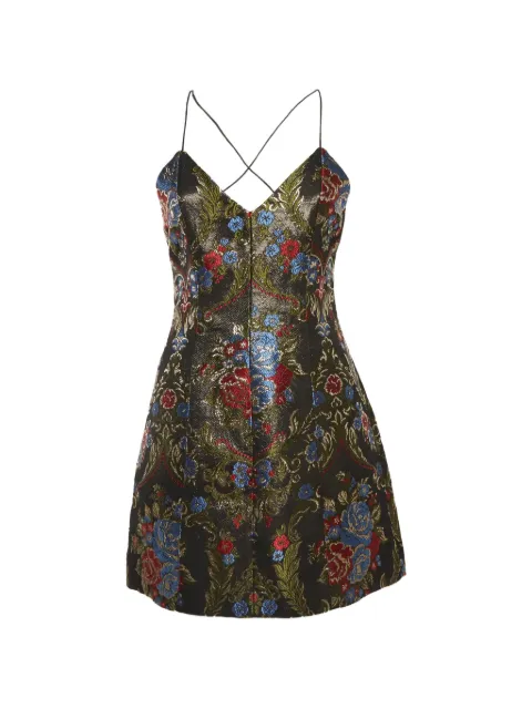 alice + olivia floral-jacquard strappy mini dress Black 1300184