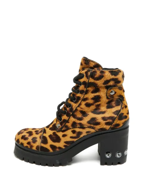Miu Miu Pre-Owned leopard-print calf hair ankle boots Neutrals 1314385