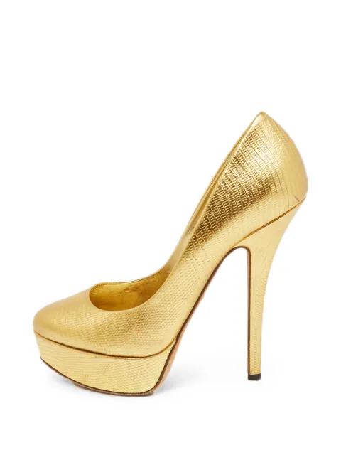Dolce & Gabbana Pre-Owned lizard-embossed platform pumps Yellow 1289549