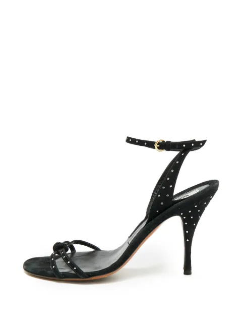 Moschino Pre-Owned crystal-embellished ankle-wrap sandals Black 1316424