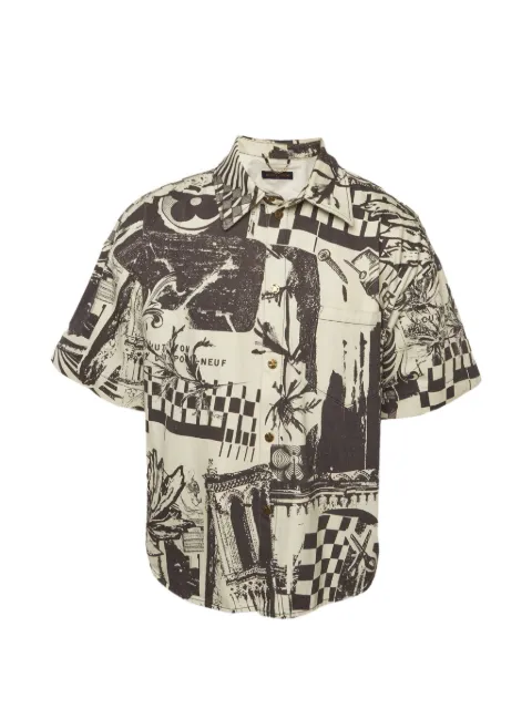 Louis Vuitton Pre-Owned graphic-print denim shirt Neutrals 1340832