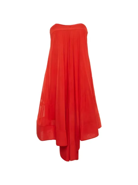 Celine Pre-Owned strapless draped midi dress Red 1313728