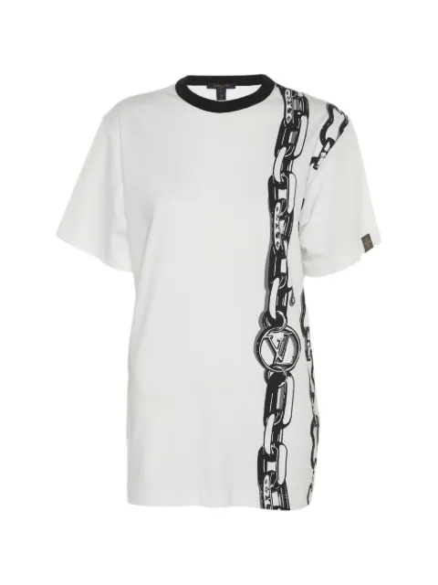Louis Vuitton Pre-Owned chain-print T-shirt White 1302875