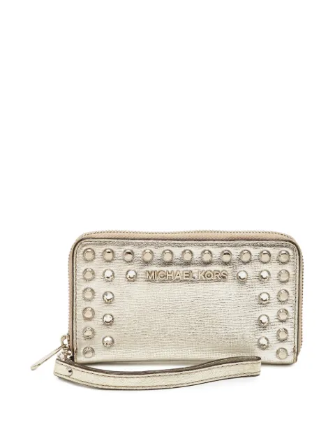 Michael Kors Vintage stud embellishment leather wallet Silver 1319169