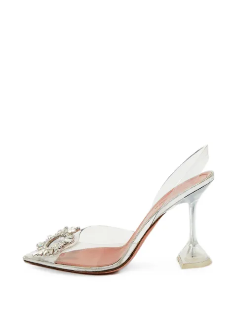 Amina Muaddi Amina Muaddi Begum Size 38 Transparent PVC Crystal Embellished Slingback Sandals White 1316695
