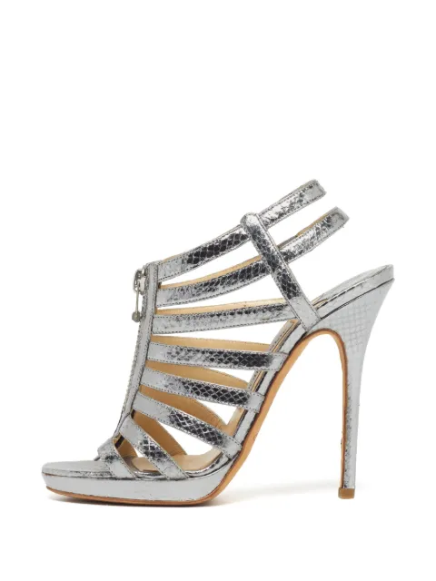 Jimmy Choo Pre-Owned Glenys strappy leather sandals Silver 1300370