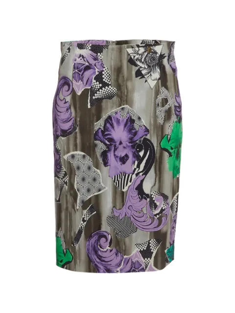 Versace Pre-Owned abstract-print pencil midi skirt Grey 1301326