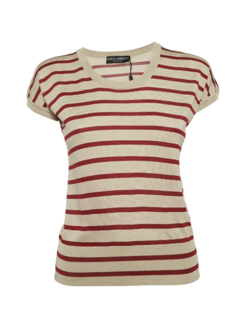 Dolce & Gabbana Pre-Owned striped knitted T-shirt Neutrals 1300488