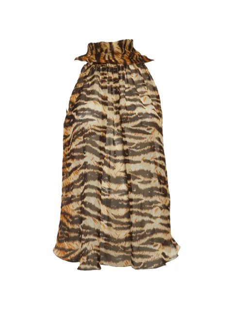 Dolce & Gabbana Pre-Owned tiger-print silk blouse Brown 1308381